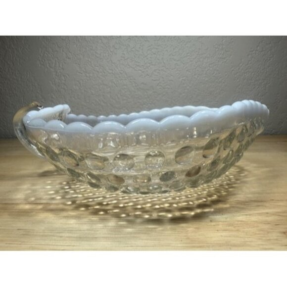 Vintage Moonstone Hobnail Opalescent Nappy Dish Anchor Hocking Trinket Candy 6” - Picture 3 of 13